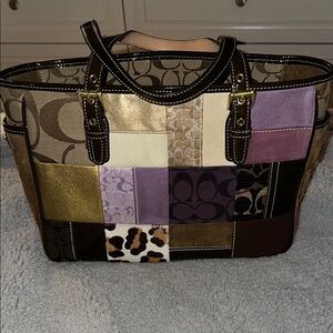 COACH Holiday Patchwork Tote Bag
